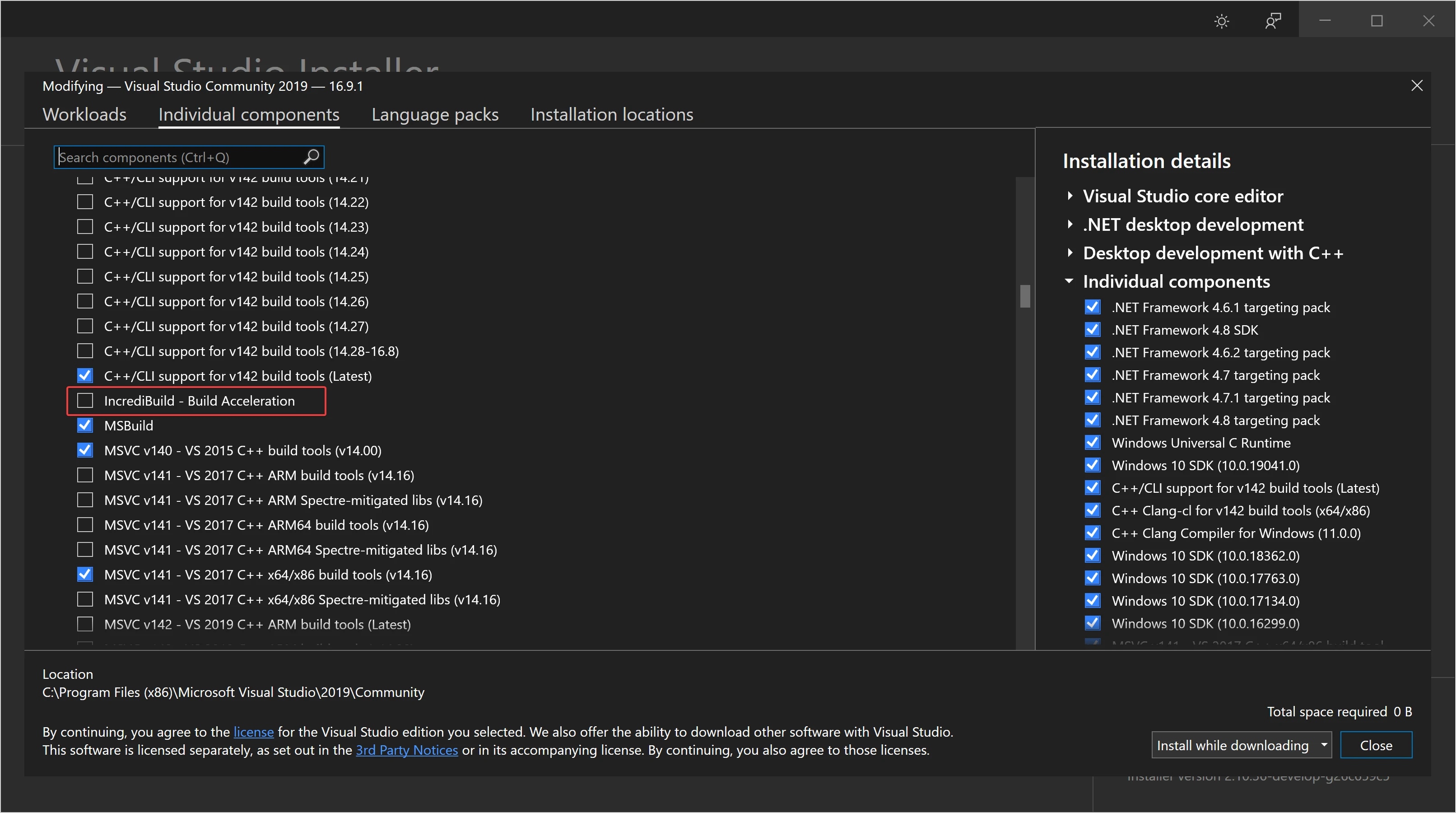 incredibuild in visual studio install